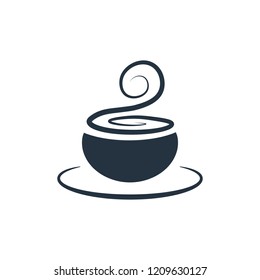 Cup, saucer isolated icon on white background, coffee set, logo and sign
