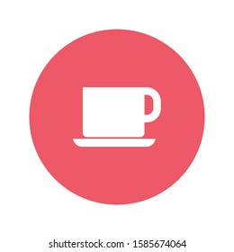 Cup and saucer. Simple vector icon. Symbolizes tea drinking, drinking coffee and other drinks. Or a lunch break. Mug on a saucer.