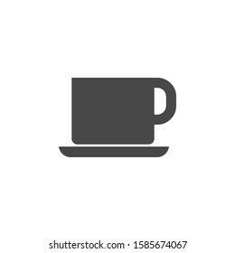 Cup and saucer. Simple vector icon. Symbolizes tea drinking, drinking coffee and other drinks. Or a lunch break. Mug on a saucer.