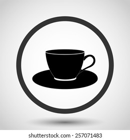 Cup and saucer vector icon - black illustration