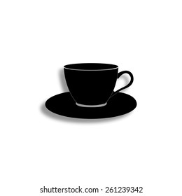 cup and saucer vector icon with shadow