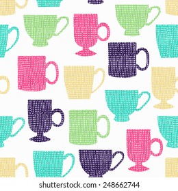 Cup seamless pattern. Vector illustration.