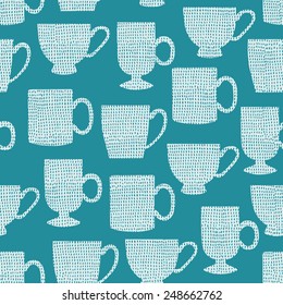 Cup seamless pattern. Vector illustration.