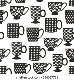 Cup seamless pattern. Vector illustration. Cloth design, wallpaper, wrapping.