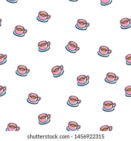 Cup seampless pattern vector. Pink Cup vector.