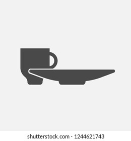 Cup and serving plate vector icon