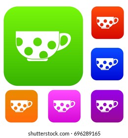 Cup set icon in different colors isolated vector illustration. Premium collection