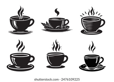 cup set silhouette vector art illustration