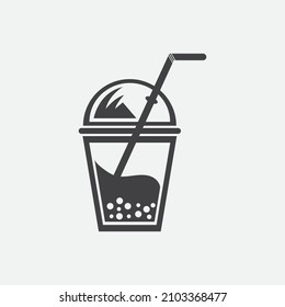 Cup Shake cold drink with straw vector icon. cold drink simple isolated pictogram.