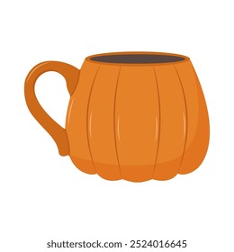 Taza en forma de calabaza. Vector aislado ilustración. Icono de taza de otoño.