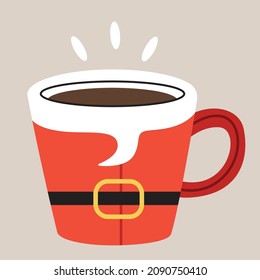 Cup in the shape of Santa Claus. Cute funny cup. Christmas mood.
