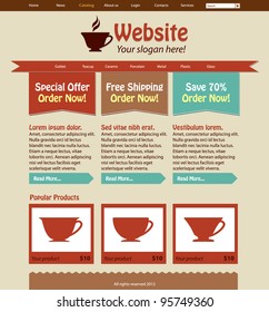 Cup Shop Website Design Template: Front Page