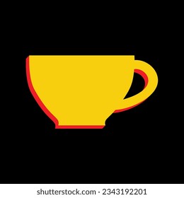 Señal de la copa. Icono Amarillo extruido 3D con los lados rojos un fondo negro. Ilustración.