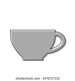 Cup sign. Black line icon with gray shifted flat filled icon on white background. Illustration.