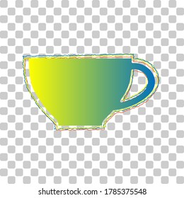 Cup sign. Blue to green gradient Icon with Four Roughen Contours on stylish transparent Background. Illustration.