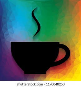 Cup sign with one small stream of smoke. Vector. Flat style black icon on white.