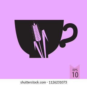 A cup. Sign, symbol, logo of the cup. A pattern of wheat ear. EPS 10