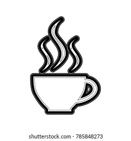 Cup sign with three small streams of smoke. Vector. Flat style black icon on white.
