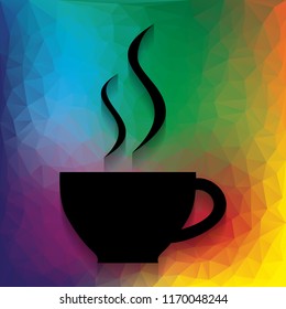 Cup sign with two small streams of smoke. Vector. Flat style black icon on white.