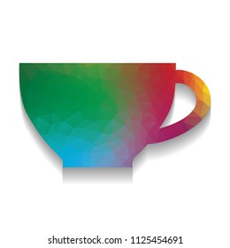 Cup sign. Vector. Colorful icon with bright texture of mosaic with soft shadow on white background. Isolated.