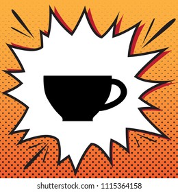Cup sign. Vector. Comics style icon on pop-art background.