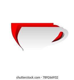 Cup sign. Vector. Detachable paper icon with red body stock. Isolated.