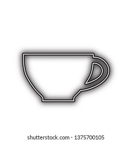 Cup sign. Vector. Double contour black icon with soft shadow at white background. Isolated.