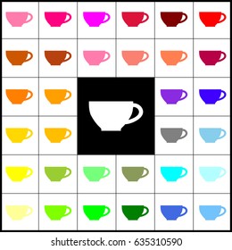 Cup sign. Vector. Felt-pen 33 colorful icons at white and black backgrounds. Colorfull.