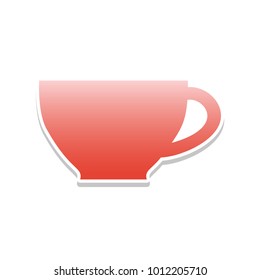Cup sign. Vector. Reddish icon with white and gray shadow on white background. Isolated.
