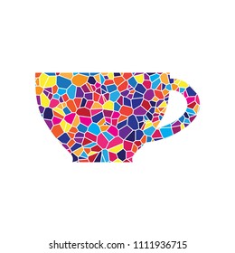 Cup sign. Vector. Stained glass icon on white background. Colorful polygons. Isolated.
