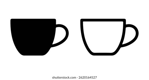 Tasse Silhouette und Linie Symbol Vektorgrafik auf weißem Hintergrund