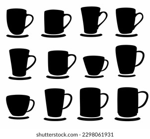 cup silhouette vector icon, isolated on white background