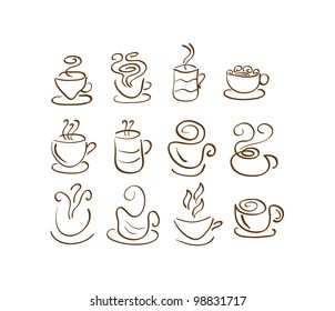 Cup Silhouettes. Coffee and Tea. Vector