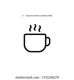 Cup simple black line web icon vector illustration. Editable stroke. 48x48 Pixel Perfect.