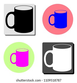 Cup. simple flat vector icon illustration on four different color backgrounds
