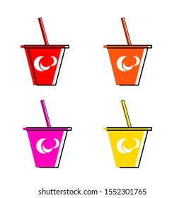 Cup Simple Icon in 4 Color - Vector