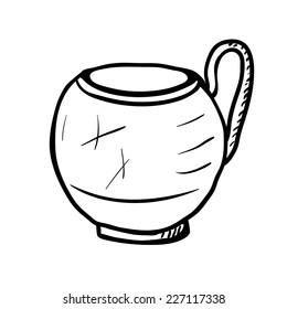 Cup sketch, vector illustration on white background