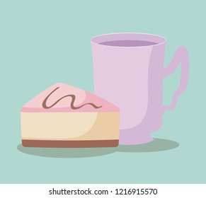 cup with slice of sweet cake