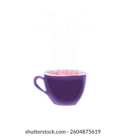 cup of smoky hot drink without background