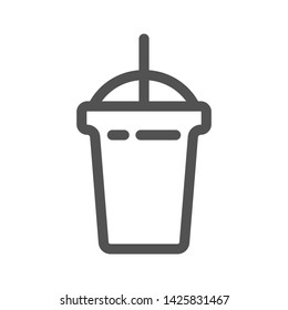 Cup of smoothie beverage thin line simple style icon. Vector Illustration