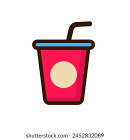 Cup of soda icon with colorful design. Simple cup of soda cartoon illustration