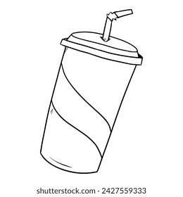 cup of soda illustration hand drawn outline sketch vector	
