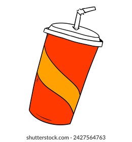 cup of soda illustration hand drawn colored vector	