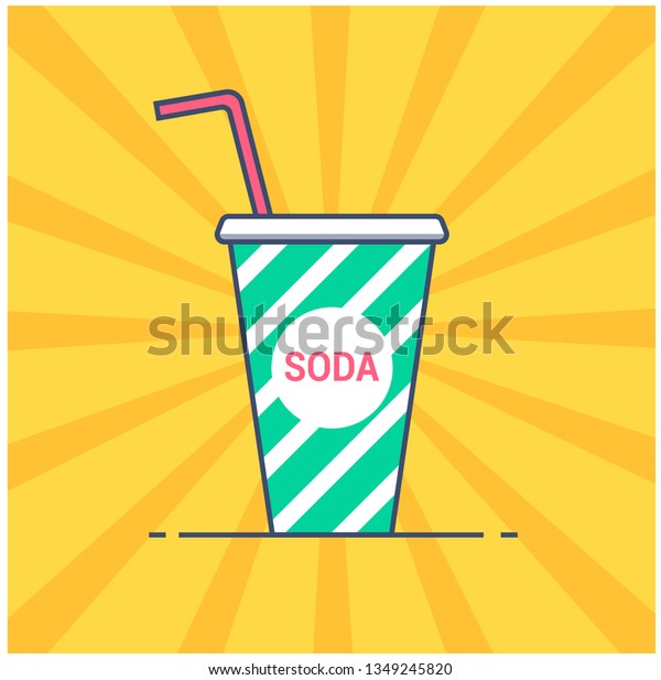 Download Cup Soda Straw On Yellow Background Stock Vector Royalty Free 1349245820 Yellowimages Mockups