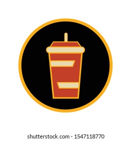 cup soft drink black and orange icon vector Design for web,apps,restaurant.
