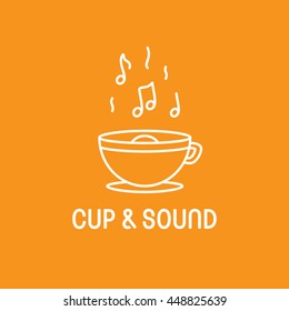 Cup & Sound line style vector logo