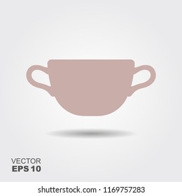 Cup for soup and broth. Bowl flat icon. Vector illustration