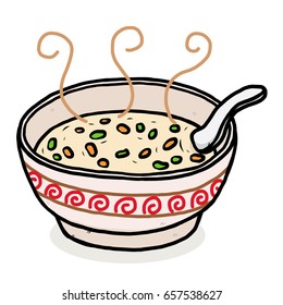 cup of soup, cartoon vector and illustration, hand drawn style, isolated on white background.
