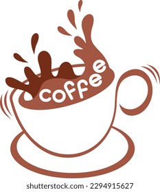 a cup of spalsh coffee logo in brown color