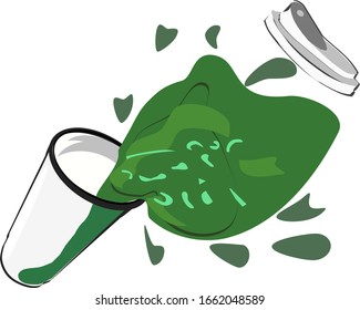 A Cup Of Spilled Green Water, Less Scattered Vector Illustration Food And Drink